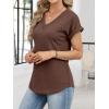 imageANRABESS Womens Waffle Knit Tops 2026 Summer Casual Short Sleeve V Neck T Shirts Basic Work Tee Spring Vacation BlousesBrown