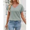 imageANRABESS Womens Waffle Knit Tops 2026 Summer Casual Short Sleeve V Neck T Shirts Basic Work Tee Spring Vacation BlousesGreen