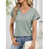imageANRABESS Womens Waffle Knit Tops 2026 Summer Casual Short Sleeve V Neck T Shirts Basic Work Tee Spring Vacation BlousesGreen