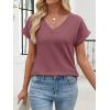 imageANRABESS Womens Waffle Knit Tops 2026 Summer Casual Short Sleeve V Neck T Shirts Basic Work Tee Spring Vacation BlousesMauve