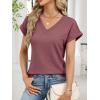 imageANRABESS Womens Waffle Knit Tops 2026 Summer Casual Short Sleeve V Neck T Shirts Basic Work Tee Spring Vacation BlousesMauve