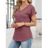 imageANRABESS Womens Waffle Knit Tops 2026 Summer Casual Short Sleeve V Neck T Shirts Basic Work Tee Spring Vacation BlousesMauve