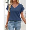 imageANRABESS Womens Waffle Knit Tops 2026 Summer Casual Short Sleeve V Neck T Shirts Basic Work Tee Spring Vacation BlousesNavy Blue