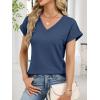imageANRABESS Womens Waffle Knit Tops 2026 Summer Casual Short Sleeve V Neck T Shirts Basic Work Tee Spring Vacation BlousesNavy Blue