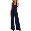 imageANRABESS Jumpsuits for Women Summer Halter V Neck Backless Wide Leg Flowy Rib Causal Dressy Rompers 2026 One Piece OutfitsNavy Blue