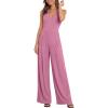 imageANRABESS Jumpsuits for Women Summer Halter V Neck Backless Wide Leg Flowy Rib Causal Dressy Rompers 2026 One Piece OutfitsPink