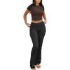 imageANRABESS Lounge Sets for Women 2 Piece Foldover Yoga Flare Leggings Pants Crop Tops Casual Y2K Outfits Matching Tracksuit SetBrown Black