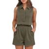imageANRABESS Romper for Womens 2026 Summer Dressy Casual Sleeveless V Neck One Piece Short Jumpsuit Lounge Travel Outfits ClothesArmy Green