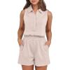 imageANRABESS Romper for Womens 2026 Summer Dressy Casual Sleeveless V Neck One Piece Short Jumpsuit Lounge Travel Outfits ClothesBeige