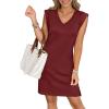 imageANRABESS Summer Dresses for Women 2026 Casual V Neck Sleeveless Split WrinkleFree Mini Dress Beach Vacation Short SundressDark Red
