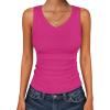 imageANRABESS Tank Tops for Women V Neck Ribbed Knit Slim Fitted Sleeveless Basic Tee Tanks Casual Summer Clothes 2026Hot Pink