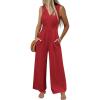 imageANRABESS Women Jumpsuits 2026 Casual Sleeveless V Neck Wide Leg Jumper Romper Beach Vacation Clothes Summer One Piece OutfitsRed