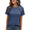 imageANRABESS Women Short Sleeve Tops Summer Sweater 2026 Dressy Shirts Business Casual Tunic Blouses Trendy Work ClothesDark Blue