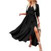 imageANRABESS Womens 12 Sleeve Beach Wedding Guest Maxi Dresses 2026 Summer Wrap V Neck Boho Floral Flowy Slit Long DressesBlack