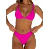 imageANRABESS Womens 2 Piece Swimsuit Bikini Sets Double Shoulder Straps Floral Cute Triangle Bathing Suit Summer Beach SwimwearHot Pink