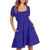 imageANRABESS Womens 2026 Summer Casual Dress Square Neck Puff Sleeve Boho Beach Vacation Short DressRoyal Blue