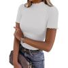 imageANRABESS Womens Lettuce Trim Mock Neck Short Sleeve Tops Casual Ribbed Knit Slim Fit Tee Shirt Spring Layer Vacation OutfitsWhite