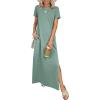 imageANRABESS Womens Summer Casual Maxi Dress Short Sleeve Crewneck Split WrinkleFree Travel Long Sundress Beach Vacation ClothesLight Green