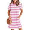 imageANRABESS Womens Summer Casual T Shirt Dresses Short Sleeve Crewneck Striped Mini Shift Dress 2026 Beach Vacation OutfitsPink White Stripe