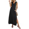 imageANRABESS Womens Summer Casual V Neck Sleeveless Tank Maxi Dress Split WrinkleFree Beach Vacation Sundress Cruise OutfitsBlack