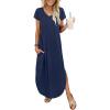 imageANRABESS Womens Summer Maxi Dresses 2026 Casual Short Sleeve V Neck Loose Split Long Beach Sundress Travel Vacation ClothesNavy Blue