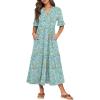 imageANRABESS Womens Summer Maxi Dresses Casual Ruffle Short Sleeve V Neck Flowy Tiered 2026 Spring T Shirts Beach Boho DressLight Green Floral