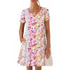 imageANRABESS Womens Summer T Shirt Dress Casual V Neck Short Sleeve Floral Boho Flowy Mini Dresses 2026 Beach Vacation ClothesYellow Pink Floral