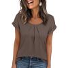 imageANRABESS Womens T Shirts Pleated Short Sleeve Tops Summer Business Casual Dressy Blouses 2026 Cute Fashion ClothesLight Brown