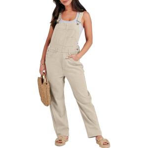 imageANRABESS Overalls for Women Loose Fit Denim Overalls Adjustable Strap Jean Jumpsuit Bib Romper Spring Casual Work OutfitsApricot
