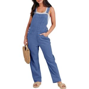 imageANRABESS Overalls for Women Loose Fit Denim Overalls Adjustable Strap Jean Jumpsuit Bib Romper Spring Casual Work OutfitsBlue