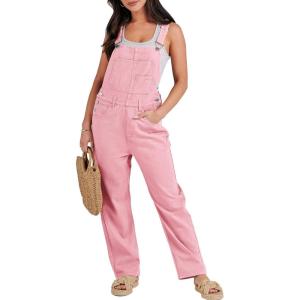 imageANRABESS Overalls for Women Loose Fit Denim Overalls Adjustable Strap Jean Jumpsuit Bib Romper Spring Casual Work OutfitsPink