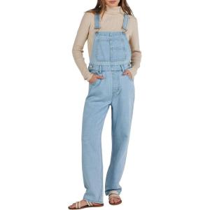 imageANRABESS Overalls for Women Loose Fit Denim Overalls Adjustable Strap Jean Jumpsuit Bib Romper Spring Casual Work OutfitsWashed Azure