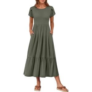 imageANRABESS Women Summer Casual Short Sleeve Maxi Dresses A Line Flowy T Shirt Dress 2026 Beach Vacation Sundress with PocketsArmy Green
