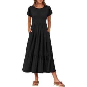imageANRABESS Women Summer Casual Short Sleeve Maxi Dresses A Line Flowy T Shirt Dress 2026 Beach Vacation Sundress with PocketsBlack