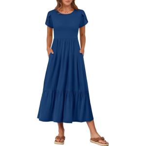 imageANRABESS Women Summer Casual Short Sleeve Maxi Dresses A Line Flowy T Shirt Dress 2026 Beach Vacation Sundress with PocketsBlue