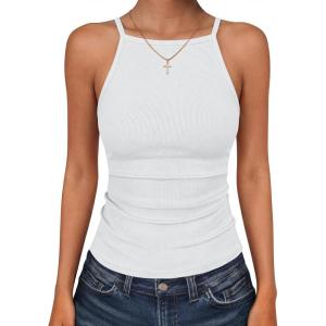 imageANRABESS Womens Camis Spaghetti Straps Tank Tops High Square Neck Sleeveless Racerback Camisole Shirts Summer Basic TeeWhite