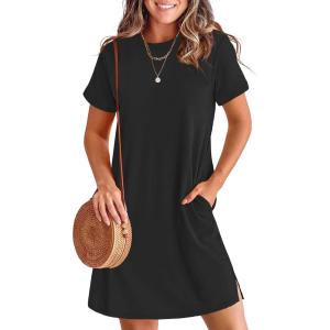 imageANRABESS Womens Summer Casual T Shirt Dresses Short Sleeve Crewneck Striped Mini Shift Dress 2026 Beach Vacation OutfitsBlack