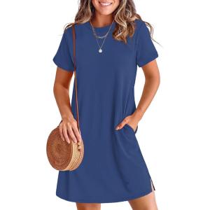 imageANRABESS Womens Summer Casual T Shirt Dresses Short Sleeve Crewneck Striped Mini Shift Dress 2026 Beach Vacation OutfitsBlue