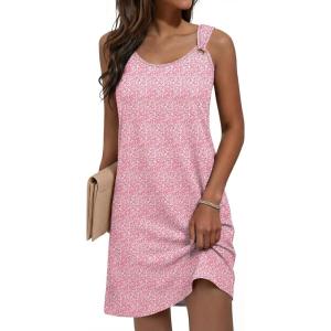 imageANRABESS Womens Summer Dresses Sleeveless Beach Cover Ups Swimsuit Casual Sundress 2026 Boho Cruise Vacation Tank Short DressPink Floral