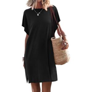 imageANRABESS Womens Summer T Shirt Dress 2026 Beach Vacation Travel Outfits Casual Simple Soft Mini Sundress Cover Up ClothesBlack