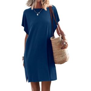 imageANRABESS Womens Summer T Shirt Dress 2026 Beach Vacation Travel Outfits Casual Simple Soft Mini Sundress Cover Up ClothesBlue