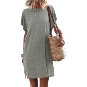 imageANRABESS Womens Summer T Shirt Dress 2026 Beach Vacation Travel Outfits Casual Simple Soft Mini Sundress Cover Up ClothesGray