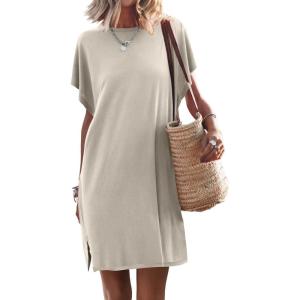imageANRABESS Womens Summer T Shirt Dress 2026 Beach Vacation Travel Outfits Casual Simple Soft Mini Sundress Cover Up ClothesLight Gray