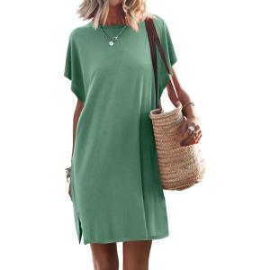 imageANRABESS Womens Summer T Shirt Dress 2026 Beach Vacation Travel Outfits Casual Simple Soft Mini Sundress Cover Up ClothesLight Green
