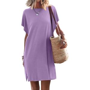 imageANRABESS Womens Summer T Shirt Dress 2026 Beach Vacation Travel Outfits Casual Simple Soft Mini Sundress Cover Up ClothesLight Purple