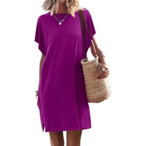 imageANRABESS Womens Summer T Shirt Dress 2026 Beach Vacation Travel Outfits Casual Simple Soft Mini Sundress Cover Up ClothesPurple