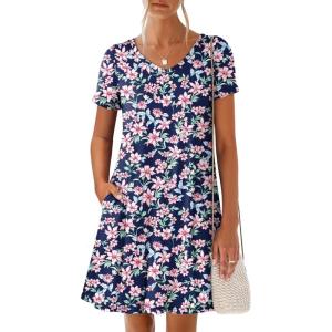 imageANRABESS Womens Summer T Shirt Dress Casual V Neck Short Sleeve Floral Boho Flowy Mini Dresses 2026 Beach Vacation ClothesNavy Red Floral