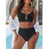 imageANRABESS Bikini Sets for Women Summer High Waisted 2 Piece Bathing Suit Ribbed UWire Cutout Swimsuit Beach Vacation 2026Black