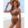 imageANRABESS Bikini Sets for Women Summer High Waisted 2 Piece Bathing Suit Ribbed UWire Cutout Swimsuit Beach Vacation 2026Brown