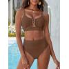 imageANRABESS Bikini Sets for Women Summer High Waisted 2 Piece Bathing Suit Ribbed UWire Cutout Swimsuit Beach Vacation 2026Brown